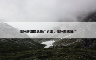 海外新闻网站推广方案，海外网络推广
