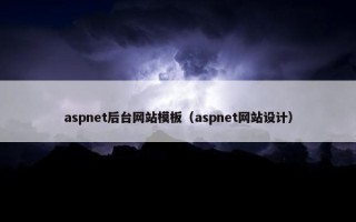 aspnet后台网站模板（aspnet网站设计）