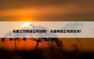 长春工作网络公司招聘？ 长春网络公司排名榜？
