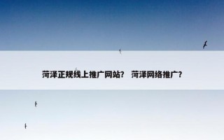 菏泽正规线上推广网站？ 菏泽网络推广？