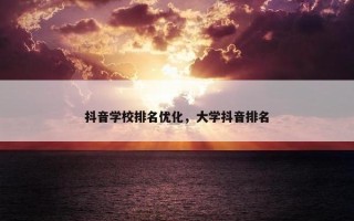 抖音学校排名优化，大学抖音排名