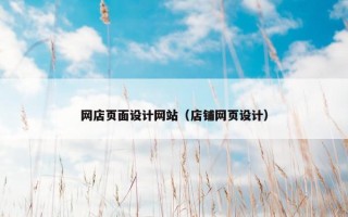 网店页面设计网站（店铺网页设计）
