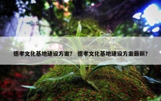 德孝文化基地建设方案？ 德孝文化基地建设方案最新？