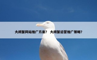大闸蟹网站推广方案？ 大闸蟹运营推广策略？