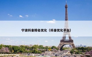 宁波抖音排名优化（抖音优化平台）