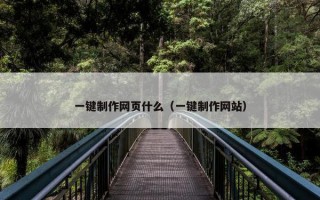 一键制作网页什么（一键制作网站）