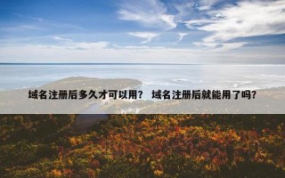 域名注册后多久才可以用？ 域名注册后就能用了吗？