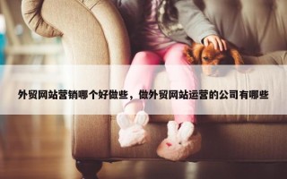 外贸网站营销哪个好做些，做外贸网站运营的公司有哪些