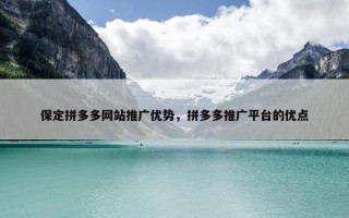 保定拼多多网站推广优势，拼多多推广平台的优点
