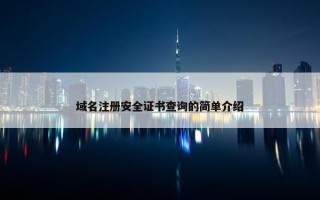 域名注册安全证书查询的简单介绍