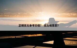 正规优化参考价格？ 优化啥意思？