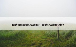网站诊断网站seo诊断？ 网站seo诊断分析？