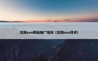 沈阳seo网站推广培训（沈阳seo技术）