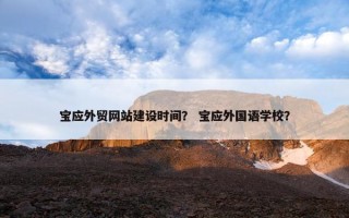 宝应外贸网站建设时间？ 宝应外国语学校？