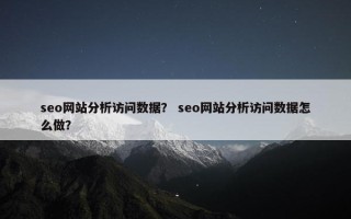 seo网站分析访问数据？ seo网站分析访问数据怎么做？
