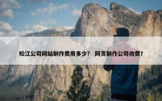 松江公司网站制作费用多少？ 网页制作公司收费？