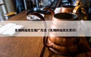 无锡网站优化推广方法（无锡网站优化常识）