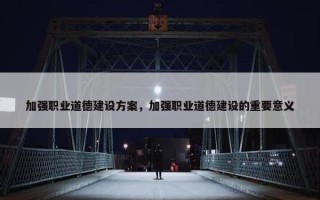 加强职业道德建设方案，加强职业道德建设的重要意义