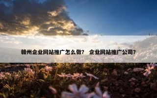 赣州企业网站推广怎么做？ 企业网站推广公司？
