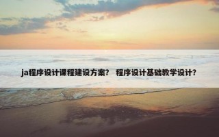 ja程序设计课程建设方案？ 程序设计基础教学设计？