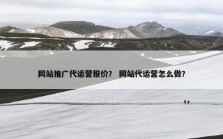网站推广代运营报价？ 网站代运营怎么做？