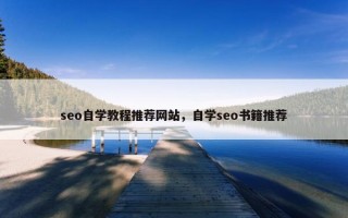 seo自学教程推荐网站，自学seo书籍推荐