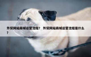 外贸网站商城运营流程？ 外贸网站商城运营流程是什么？