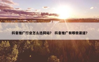 抖音推广行业怎么选网站？ 抖音推广有哪些渠道？