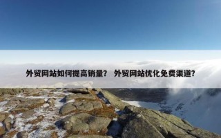 外贸网站如何提高销量？ 外贸网站优化免费渠道？