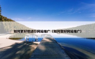 如何更好地进行网站推广（如何做好网站推广）