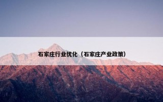 石家庄行业优化（石家庄产业政策）