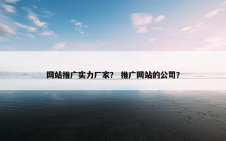 网站推广实力厂家？ 推广网站的公司？