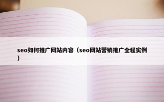 seo如何推广网站内容（seo网站营销推广全程实例）