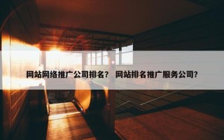 网站网络推广公司排名？ 网站排名推广服务公司？