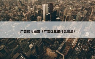 广告优化设置（广告优化是什么意思）
