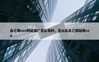 自己做seo网站推广怎么做好，怎么给自己网站做seo