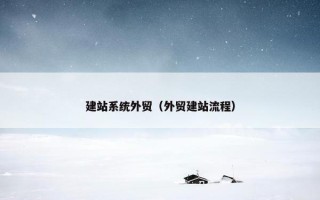 建站系统外贸（外贸建站流程）