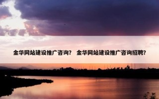 金华网站建设推广咨询？ 金华网站建设推广咨询招聘？