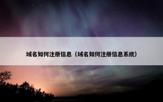 域名如何注册信息（域名如何注册信息系统）