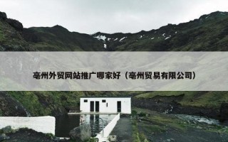 亳州外贸网站推广哪家好（亳州贸易有限公司）