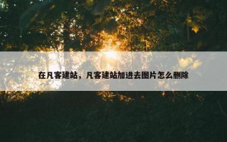 在凡客建站，凡客建站加进去图片怎么删除