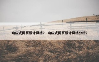 响应式网页设计风格？ 响应式网页设计风格分析？