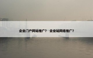 企业门户网站推广？ 企业站网络推广？