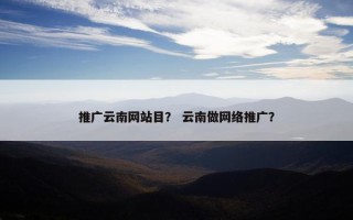推广云南网站目？ 云南做网络推广？