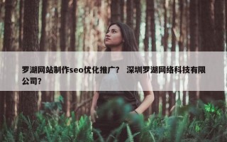 罗湖网站制作seo优化推广？ 深圳罗湖网络科技有限公司？