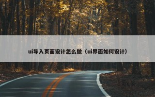 ui导入页面设计怎么做（ui界面如何设计）