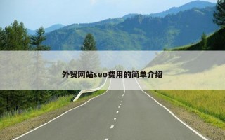外贸网站seo费用的简单介绍