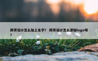 网页设计怎么加上名字？ 网页设计怎么添加logo呀？
