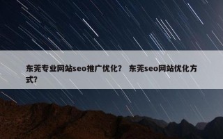 东莞专业网站seo推广优化？ 东莞seo网站优化方式？