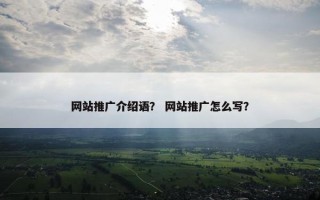 网站推广介绍语？ 网站推广怎么写？